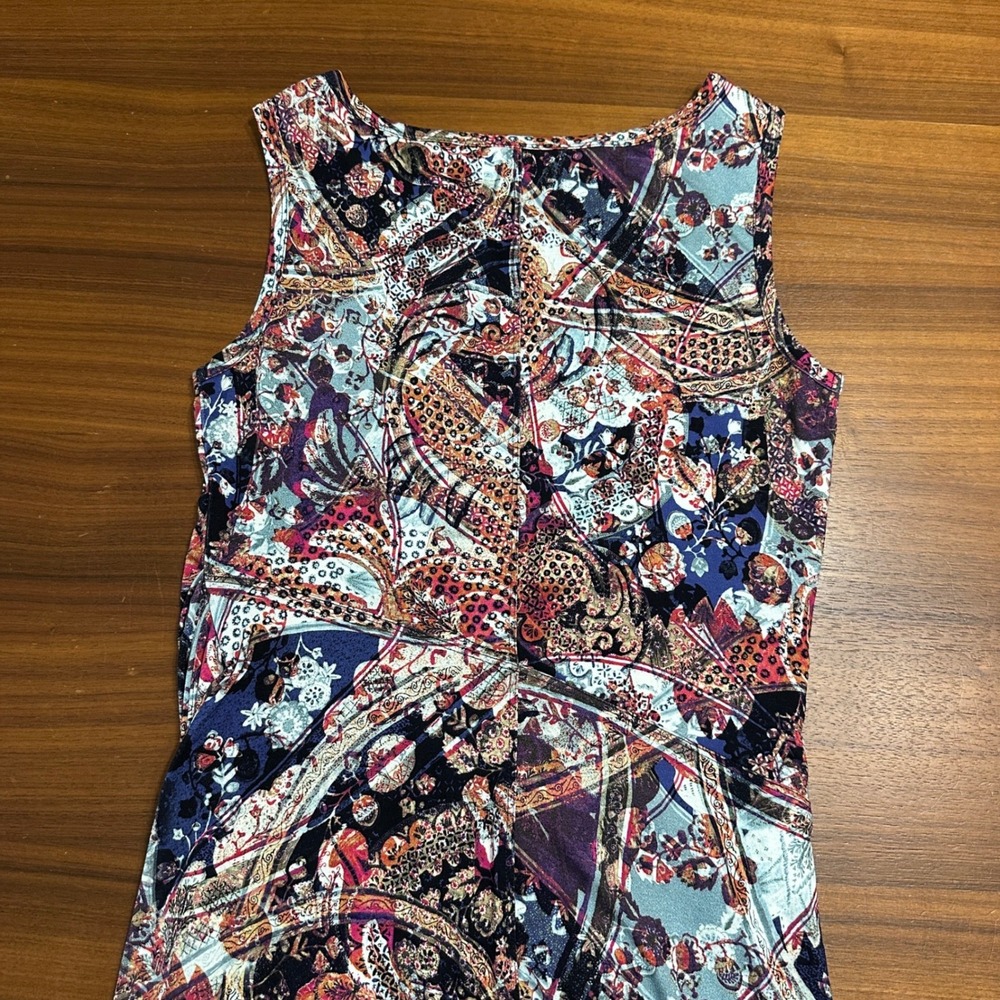 Peruvian Connection Artsy Sheath Dress Sleeveless Ruched Multicolor Small - Picture 8 of 9